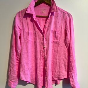 Pink linen Lilly Pulitzer shirt XS